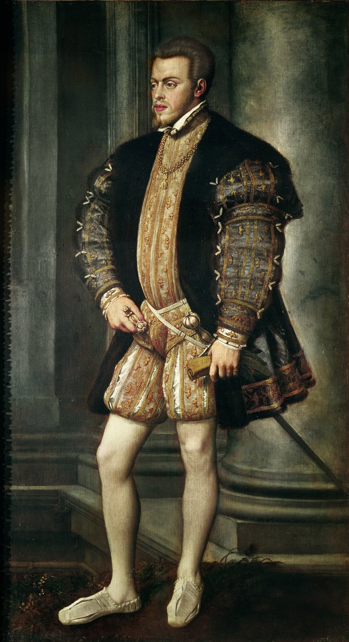 Portret Filipa II z Hiszpanii, ok. 1550 autorstwa Tiziano Vecelli