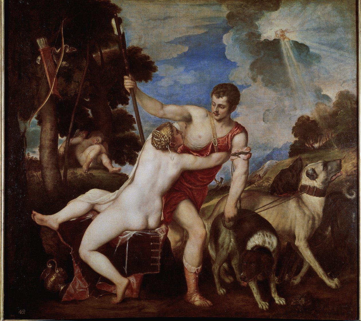 Wenus i Adonis (olej na płótnie) autorstwa Titian (c.1488 1576)