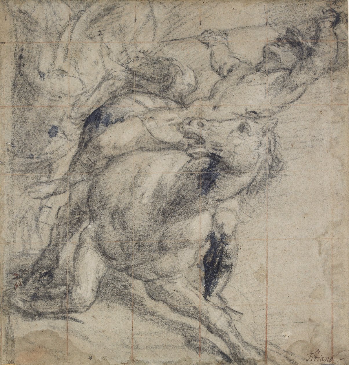 Spadanie konia i jeźdźca, c1537 autorstwa Titian