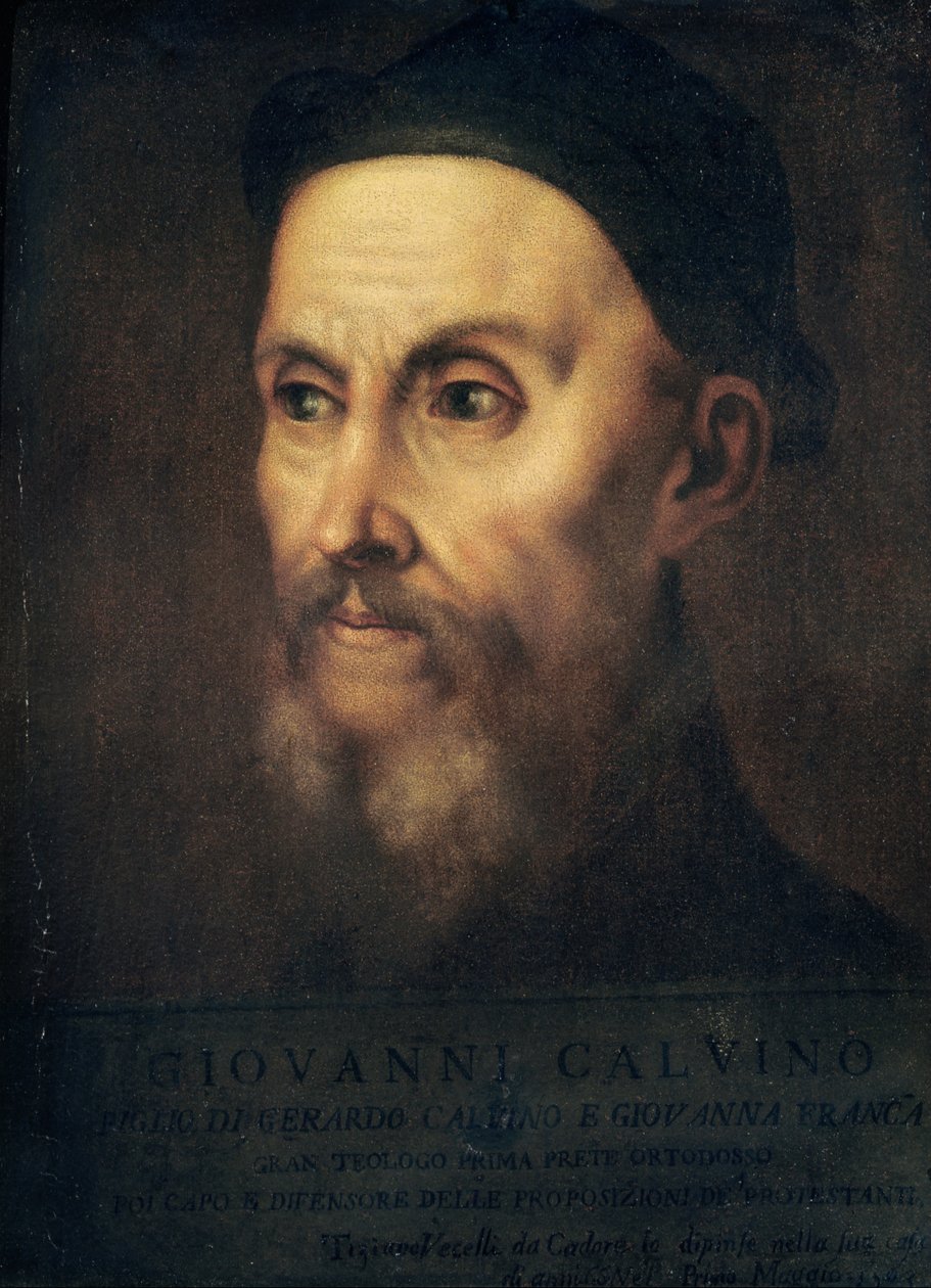 Portret Jana Kalwina (1509-64) autorstwa Tiziano Vecelli