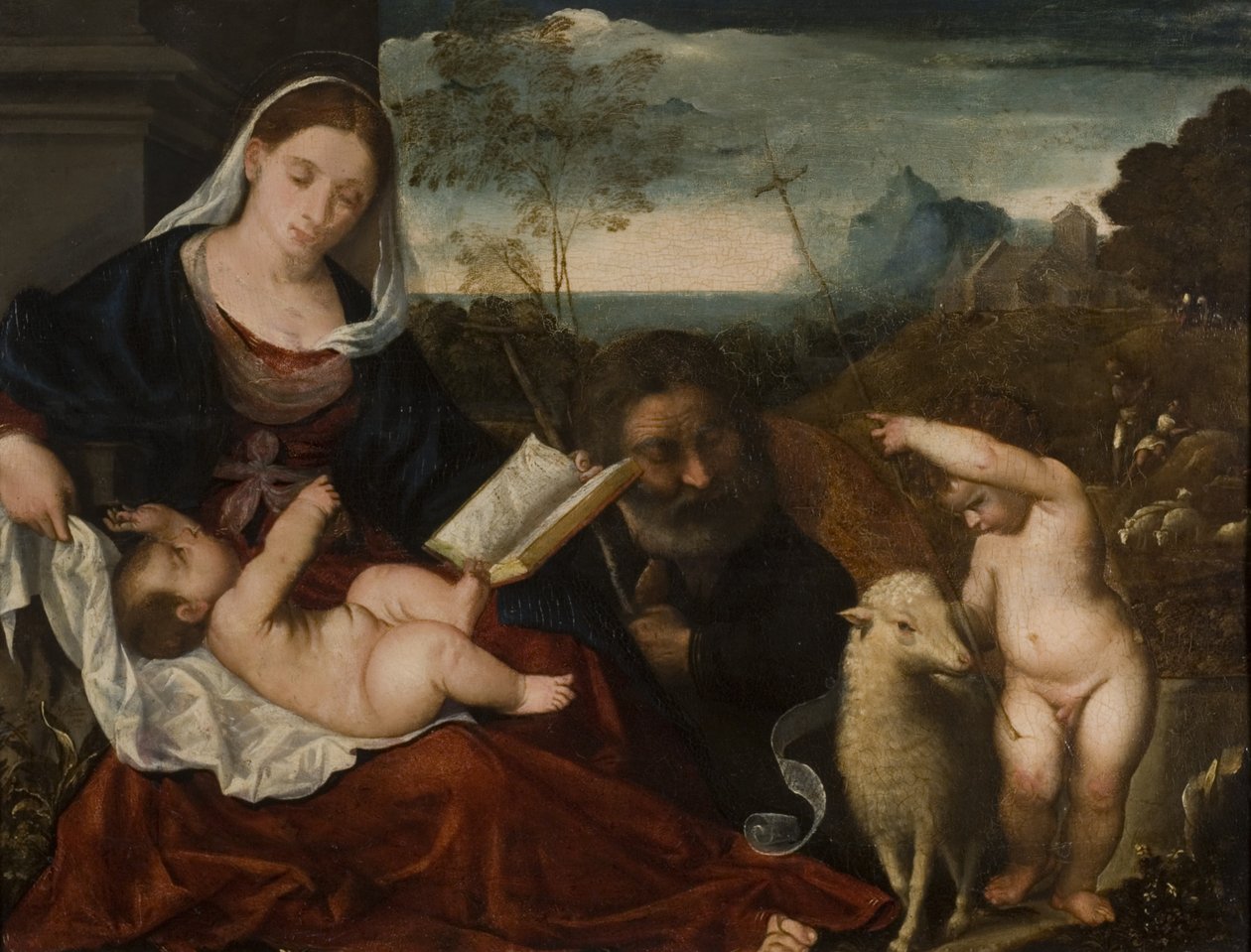 Święta Rodzina ze św. Janem autorstwa Tiziano Vecelli