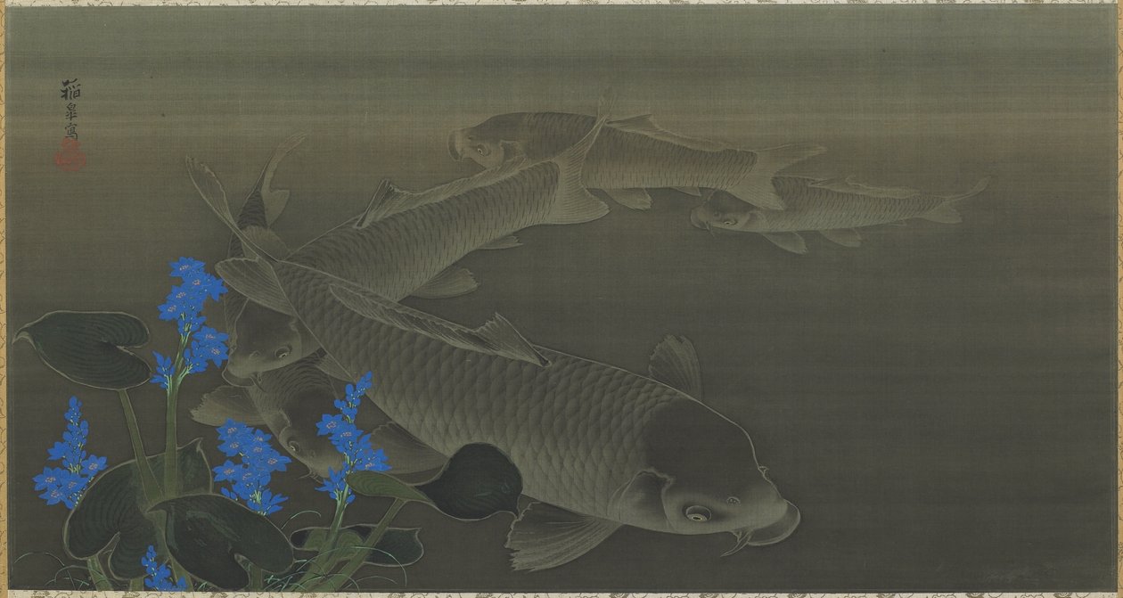 Carp, okres Edo, 1787-1846 (tusz i kolor na jedwabiu) autorstwa Toko Kuroda
