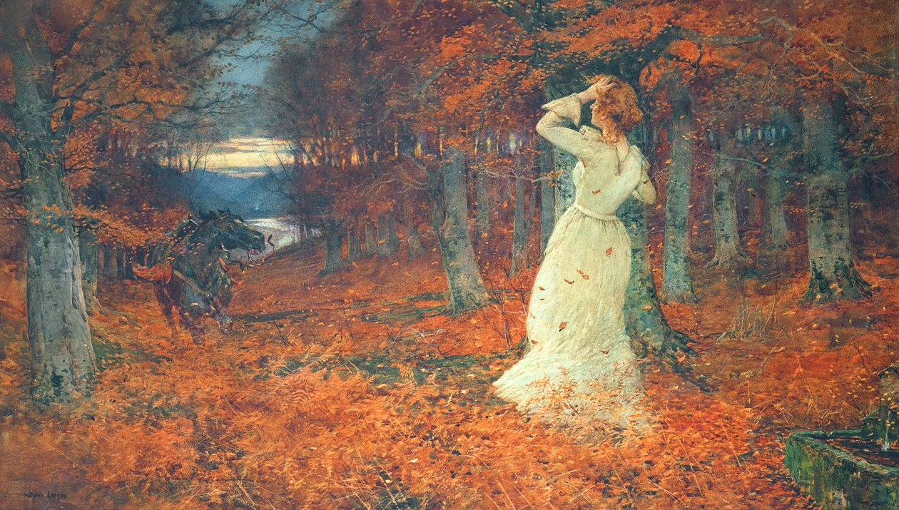 Autumn Leaves, 1902 (wc na karcie) autorstwa Tom Scott