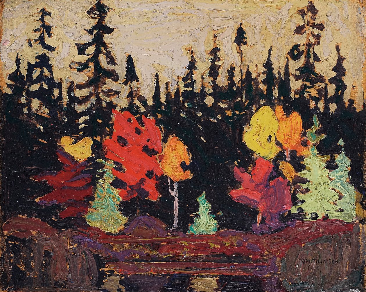 Czarny świerk i klon autorstwa Tom Thomson