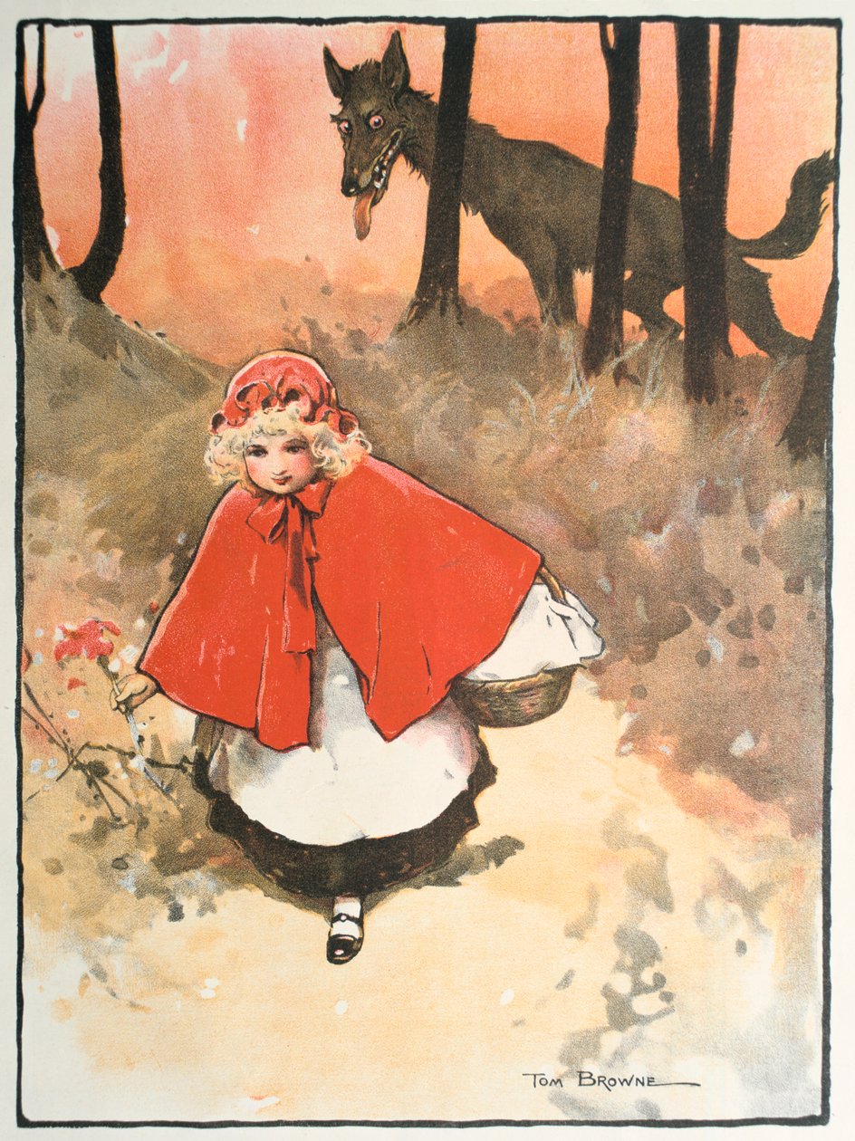 Scena z Czerwonego Kapturka, 1900 autorstwa Tom Browne
