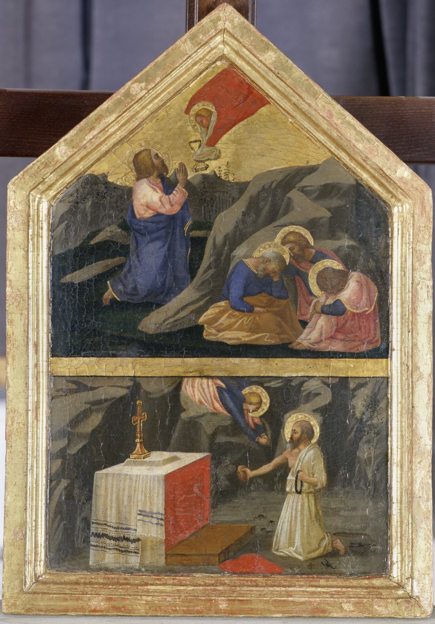 Chrystus w Ogrójcu i św. Hieronima (tempera na drewnie topoli) autorstwa Tommaso Masaccio