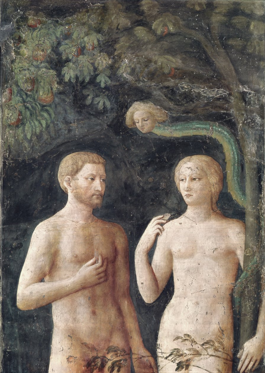 Detal kuszenia Adama i Ewy, ok. 1423-25 detal fresku 430556 autorstwa Tommaso Masolino da Panicale