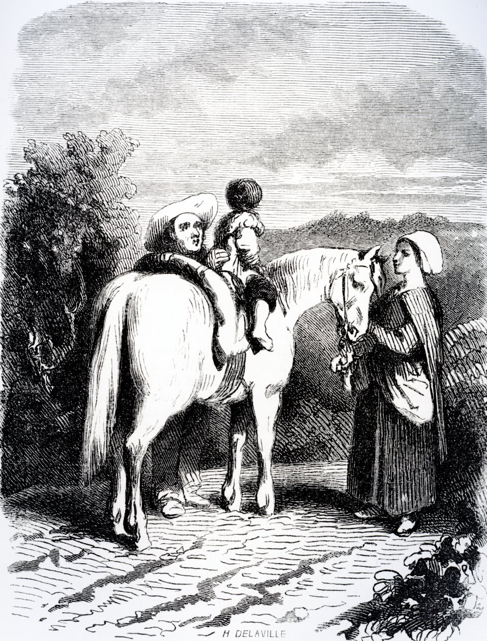 Marie i mały Pierre na koniu, ilustracja z "The Devil