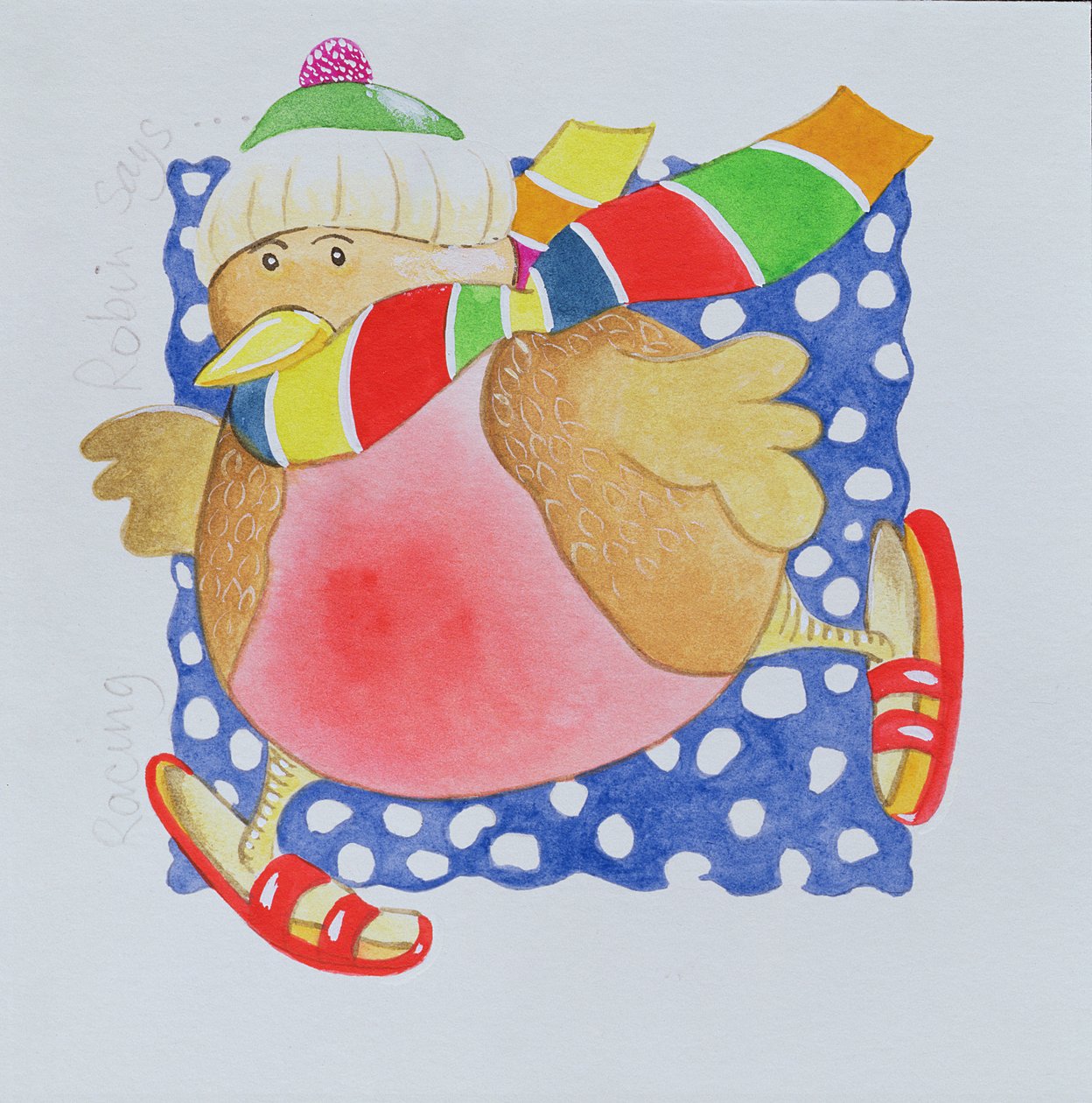 Śnieżny Robin, 2005 (wc na papierze) autorstwa Tony Todd