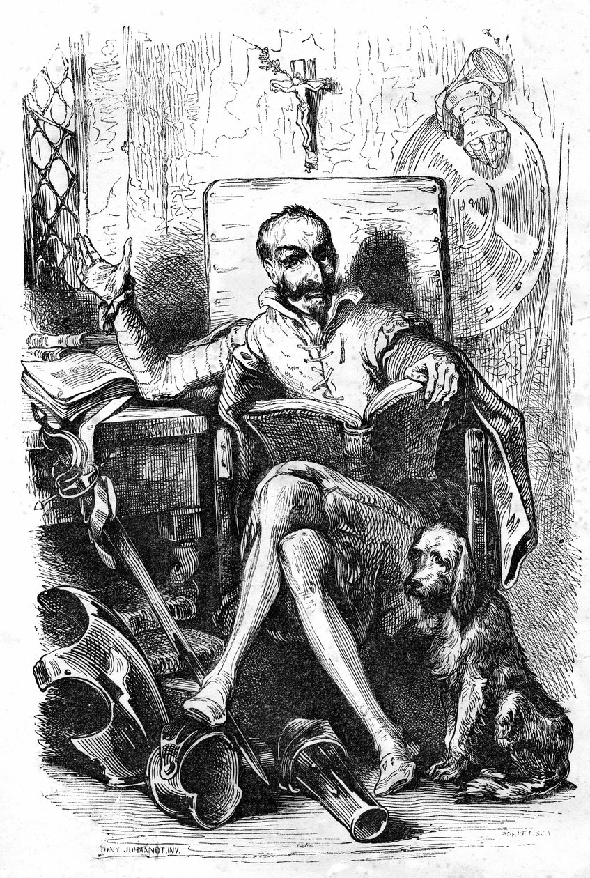 Cervantes jako Don Kichot autorstwa Tony Johannot