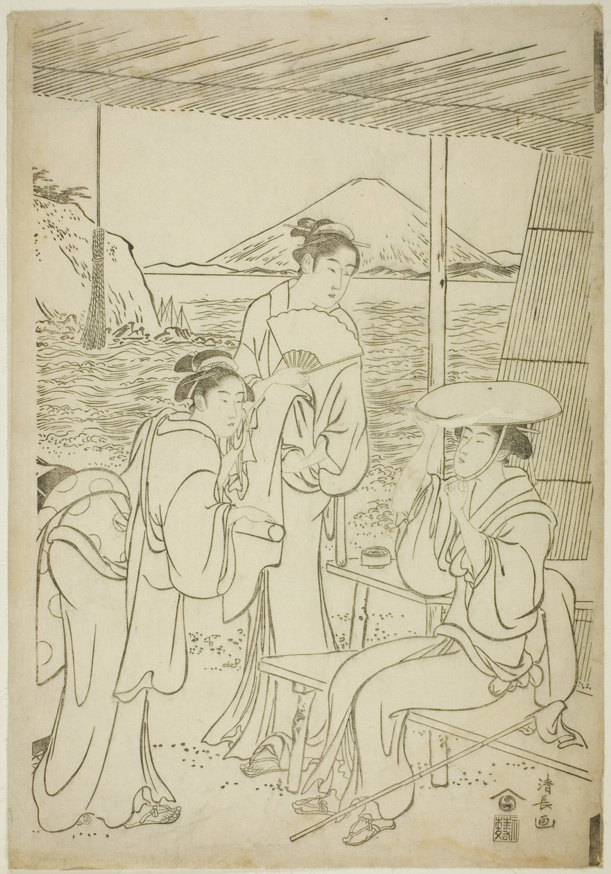 Odwiedzający Enoshima autorstwa Torii Kiyonaga