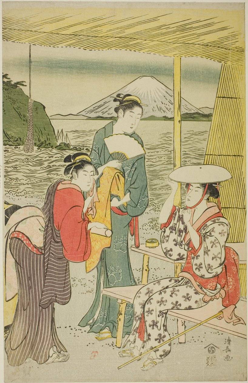 Odwiedzający Enoshima autorstwa Torii Kiyonaga