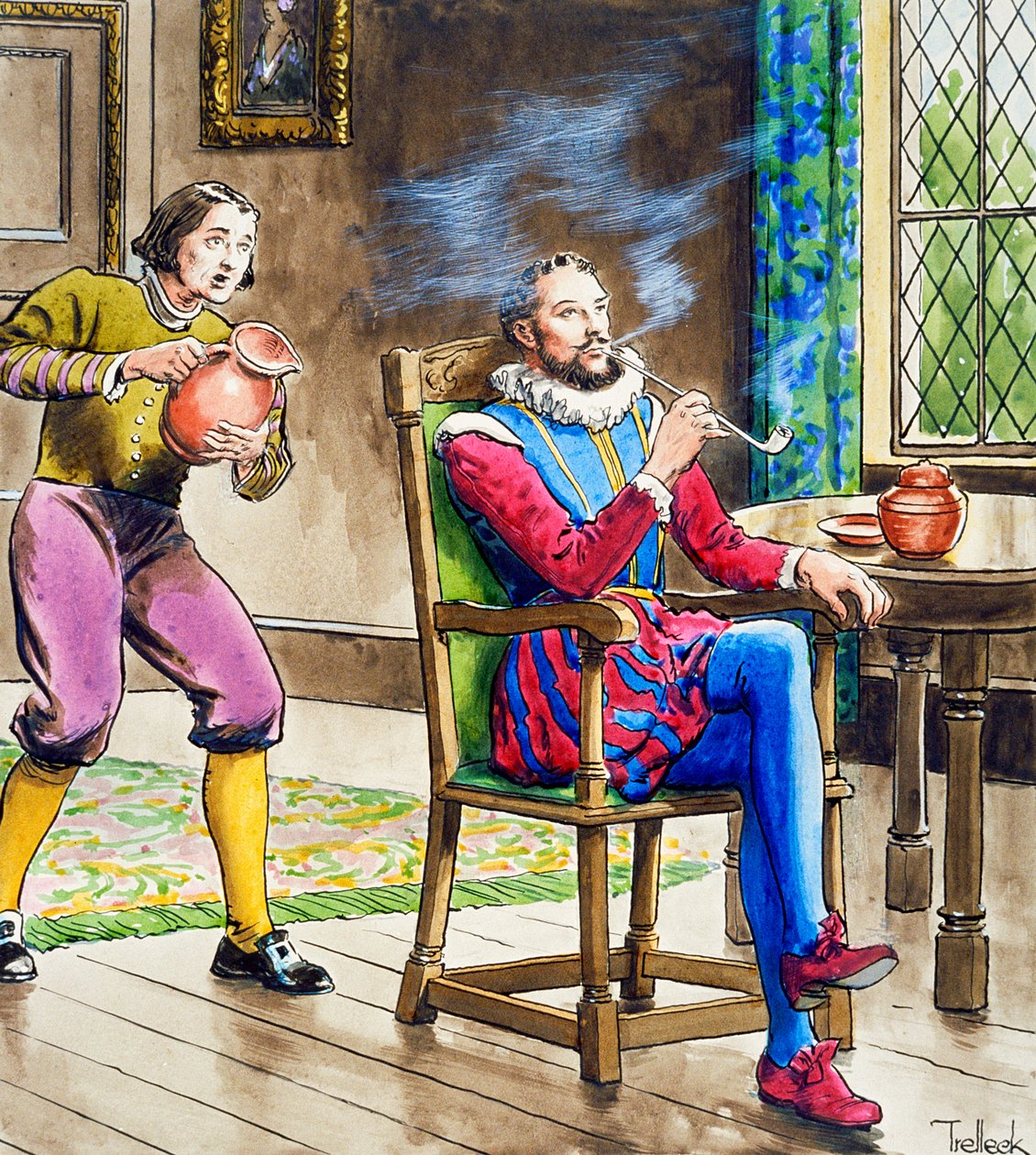 Sir Walter Raleigh palący fajkę, ok. 1900 autorstwa Trelleek