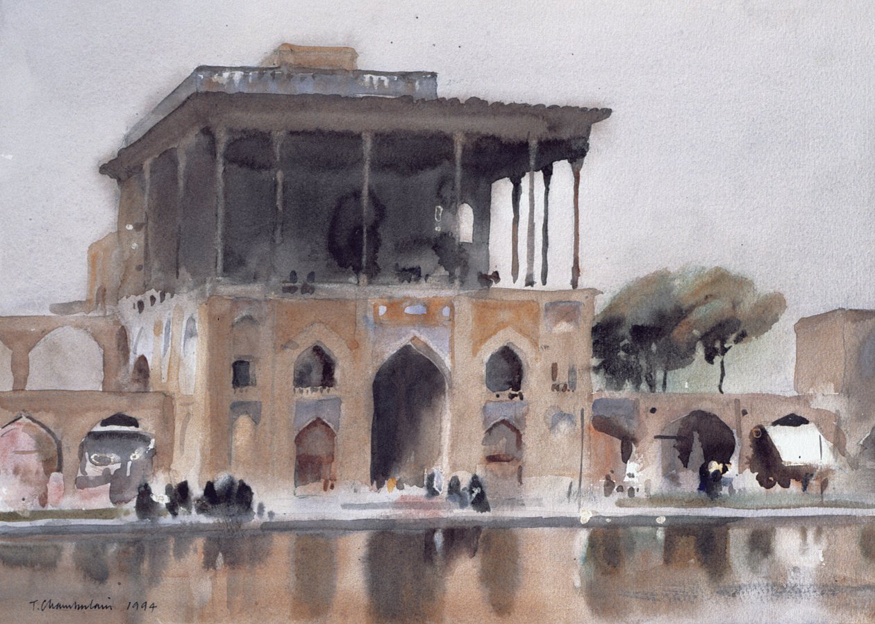 Pałac Ali Qapu, Isfahan, 1994 (wc na papierze) autorstwa Trevor Chamberlain
