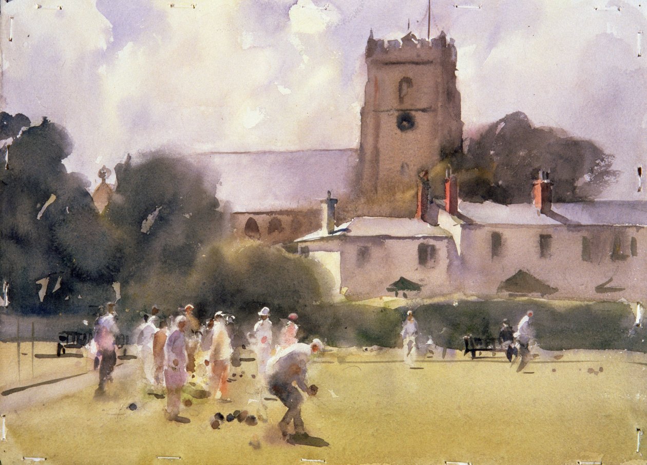 Bowls Match, Sidmouth (wc na papierze) autorstwa Trevor Chamberlain