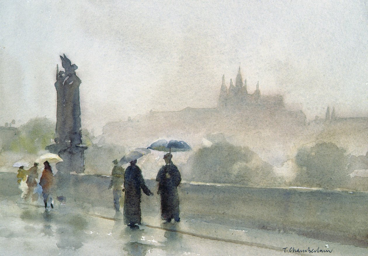 Parasole, Most Karola, Praga (wc na papierze) autorstwa Trevor Chamberlain