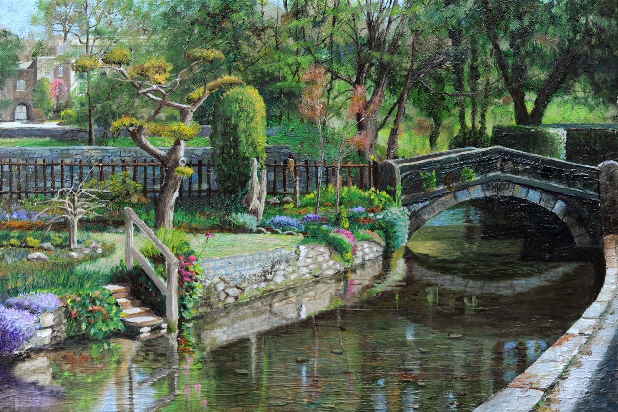 Most i ogród, Bakewell, Derbyshire, 2009 autorstwa Trevor Neal