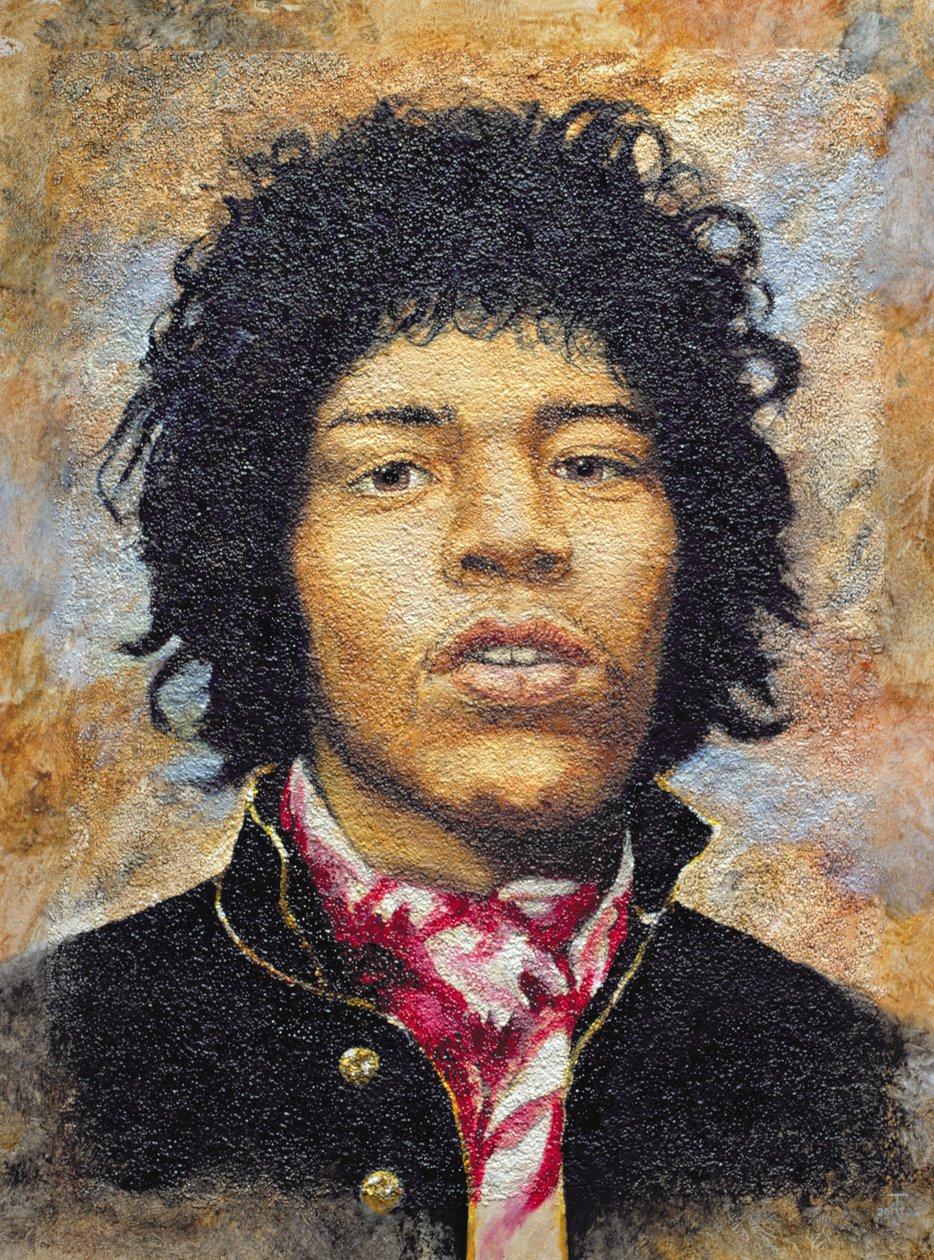 Hendrix (1942-70) (olej na płycie polytex) autorstwa Trevor Neal
