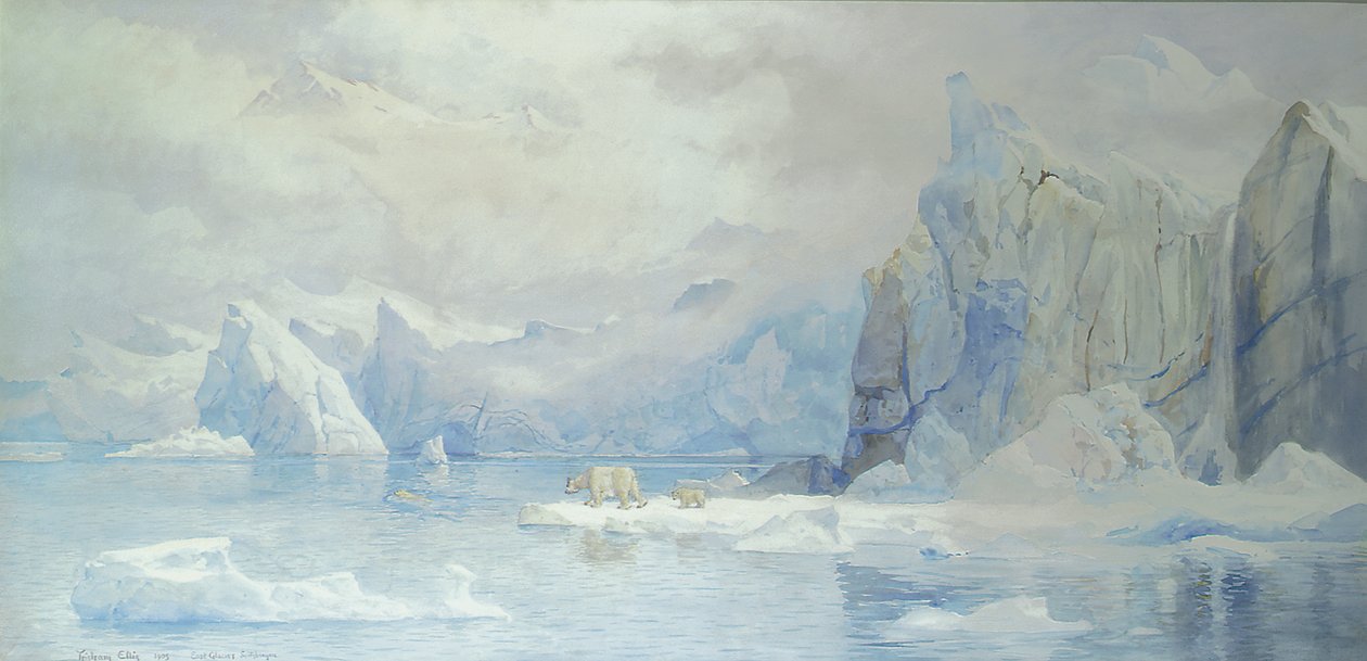 Lodowiec Wschodni, Spitzbergen, 1905 wc na papierze autorstwa Tristram Ellis