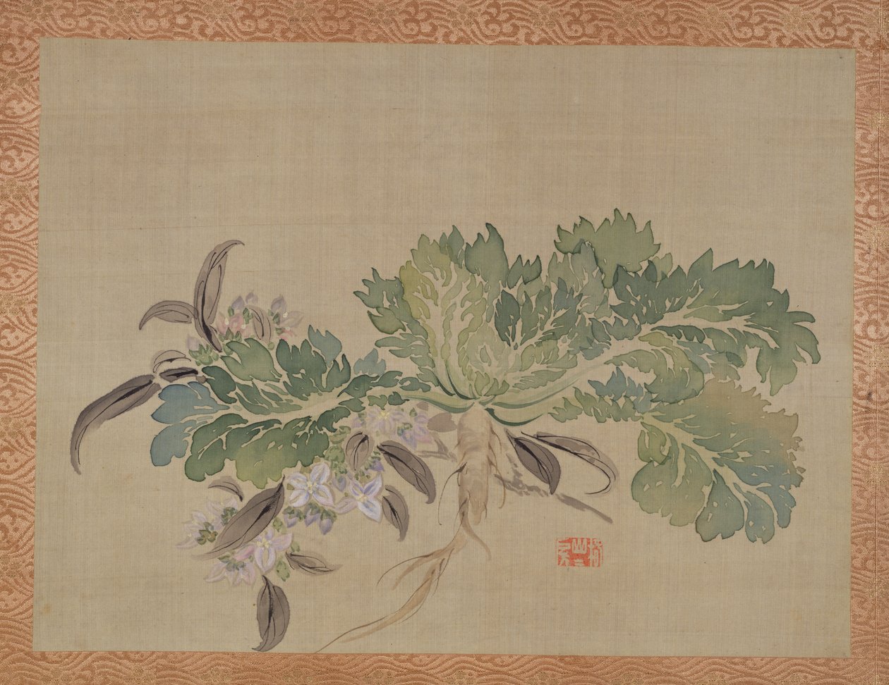 Tuberoza, 1851 (akwarela na jedwabiu) autorstwa Tsubaki Chinzan