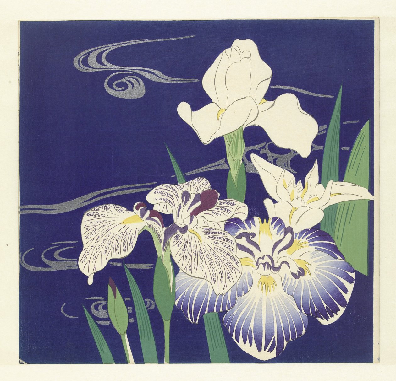 Irysy, 1890-1900 (odbitka drzeworytowa) autorstwa Tsukioka Kogyo