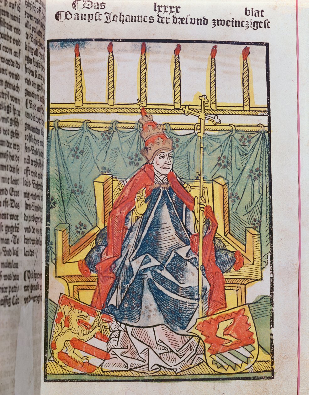 Antypapież Jan XXIII (ok. 1370-1419) na soborze w Konstancji (1414-18), 1483 (kolorowe drzeworyty) autorstwa Ulrich von Richental