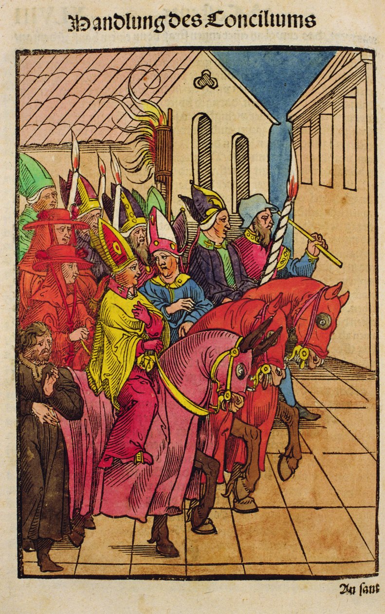 Sobór w Konstancji, z "Chronik des Konzils von Konstanz". autorstwa Ulrich von Richental