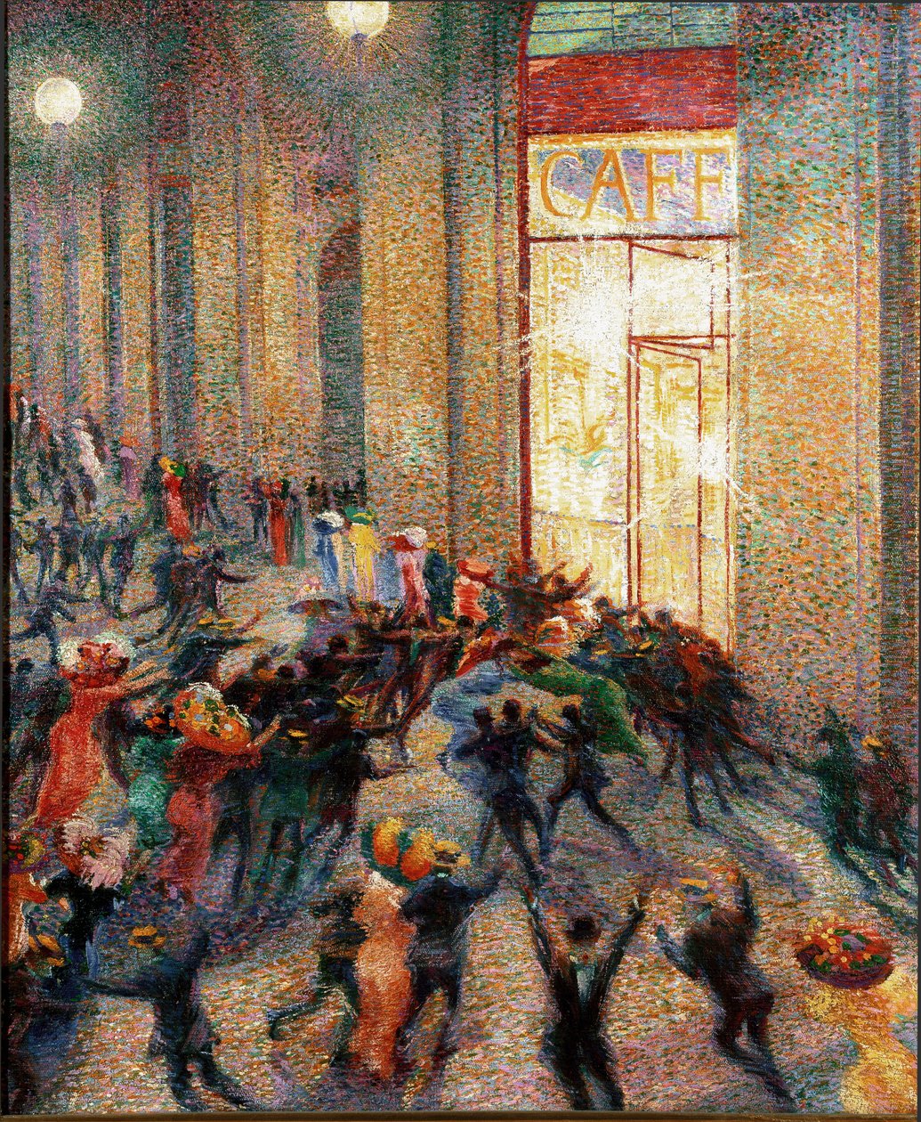 Walka w pasażu autorstwa Umberto Boccioni