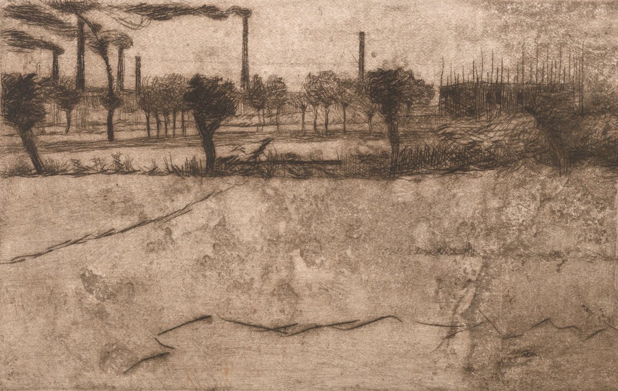 Krajobraz z Zakładami Przemysłowymi, 1909. autorstwa Umberto Boccioni