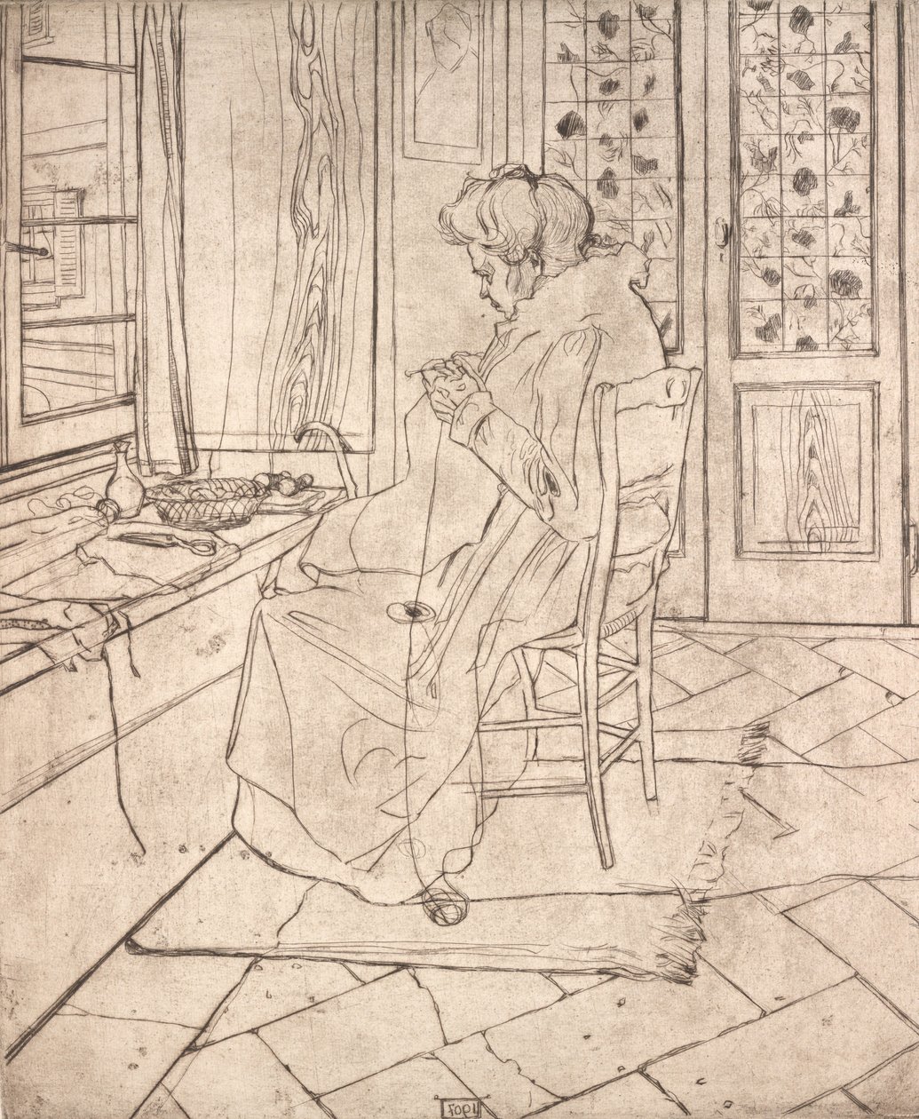Szydełkowanie Matki Artysty, 1907. autorstwa Umberto Boccioni