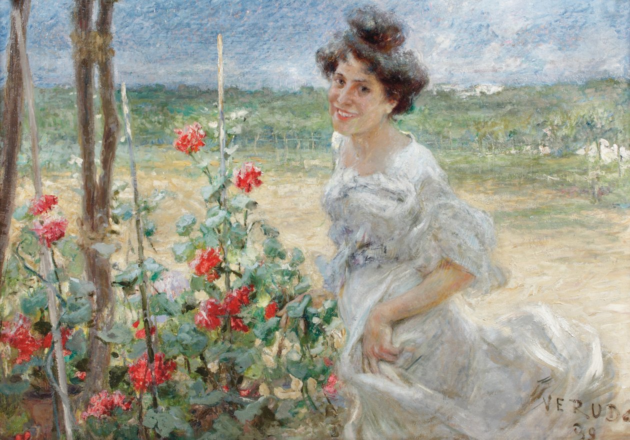 W ogrodzie kwiatowym, 1899 autorstwa Umberto Veruda