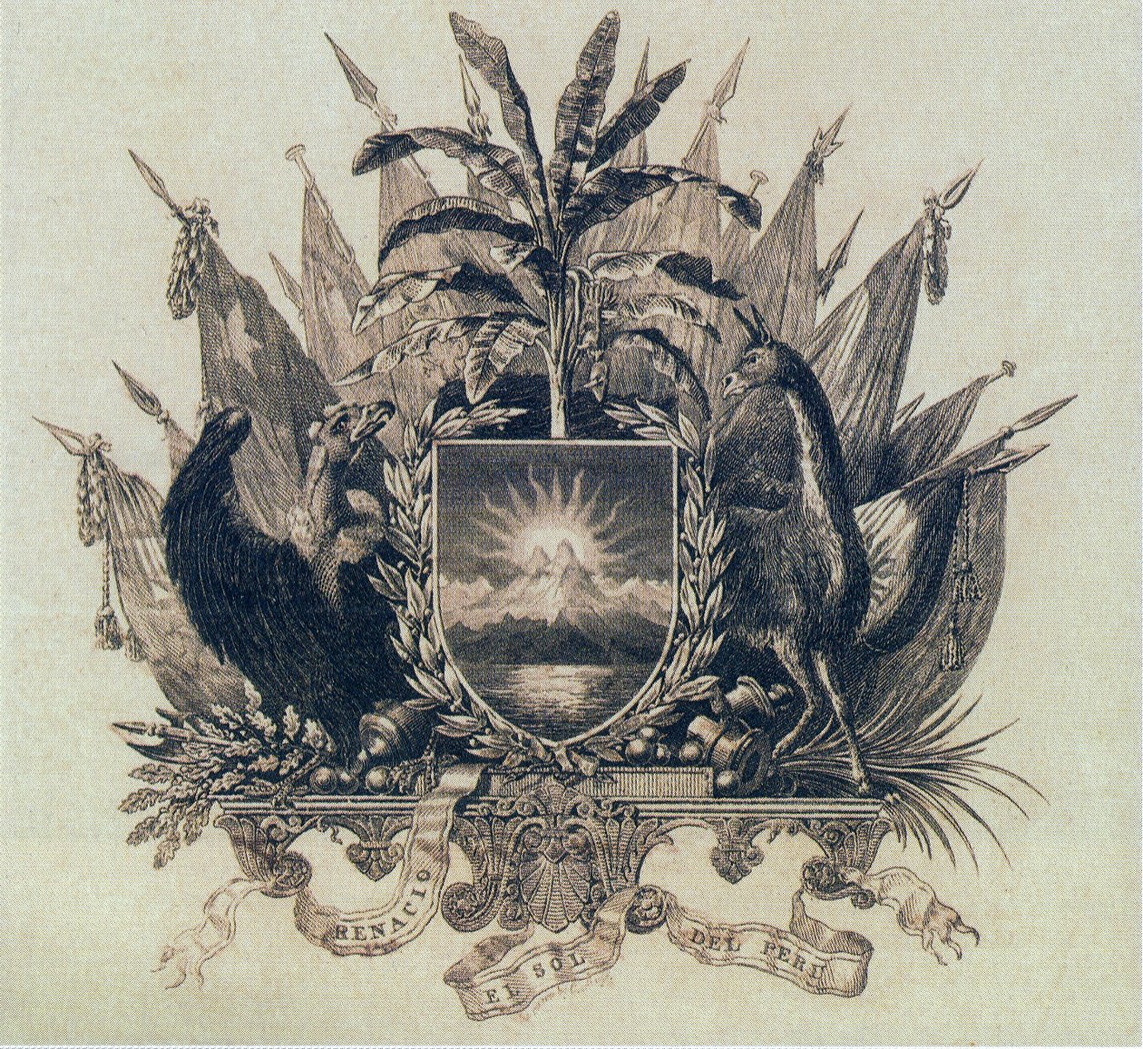 Tarcza Republiki Peru utworzona przez San Martín 21 października 1821 r. autorstwa Unbekannt Unbekannt