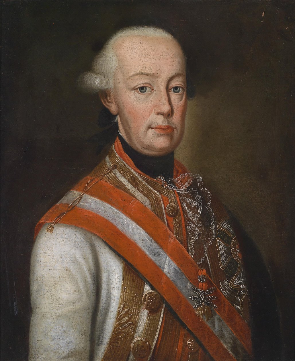 Leopold II w mundurze feldmarszałka, ozdobiony austriackimi orderami domowymi autorstwa Unbekannt Unbekannt