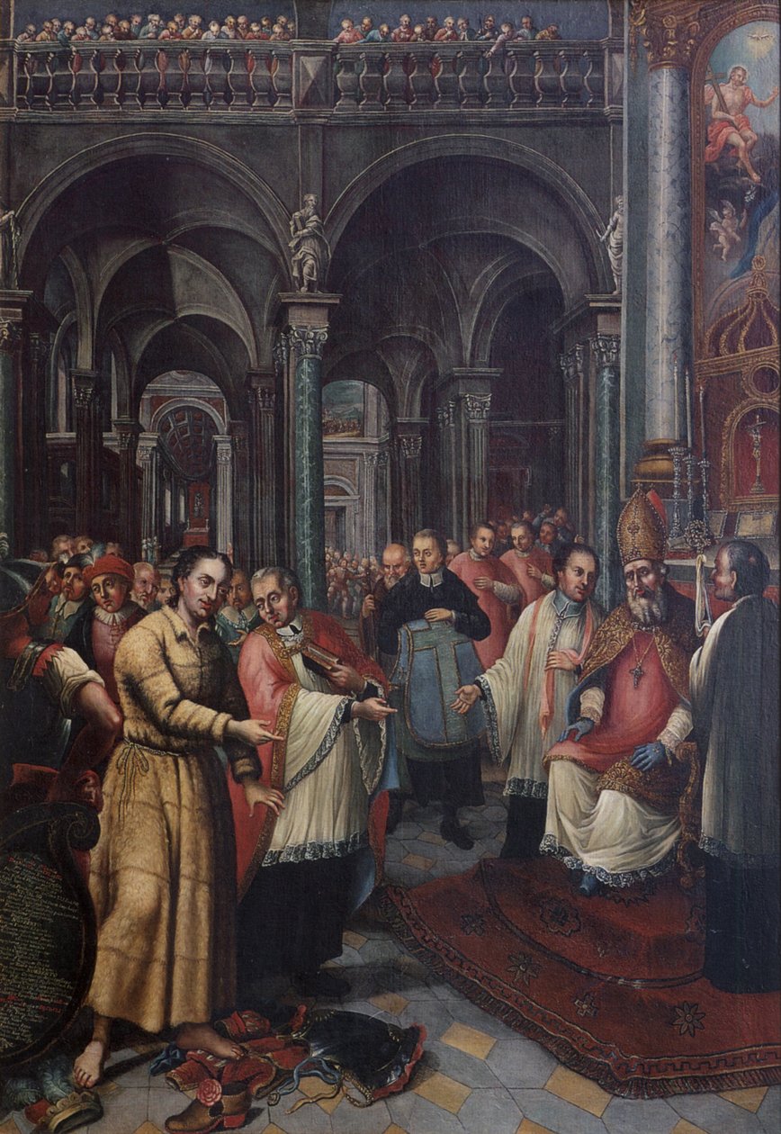 W Wielką Sobotę 1115 r. Norbert von Xanten został wyświęcony na diakona i kapłana przez arcybiskupa Kolonii autorstwa Unbekannt Unbekannt
