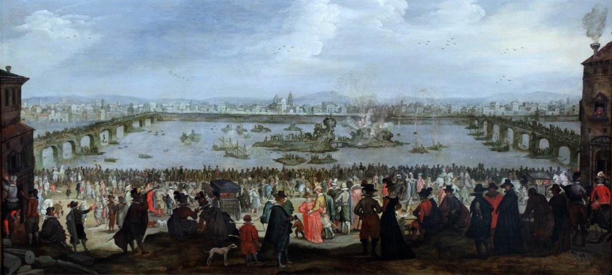 Próbna bitwa między gildiami tkaczy i farbiarzy na Arno we Florencji w dniu 25 lipca 1619 autorstwa Unbekannt Unbekannt