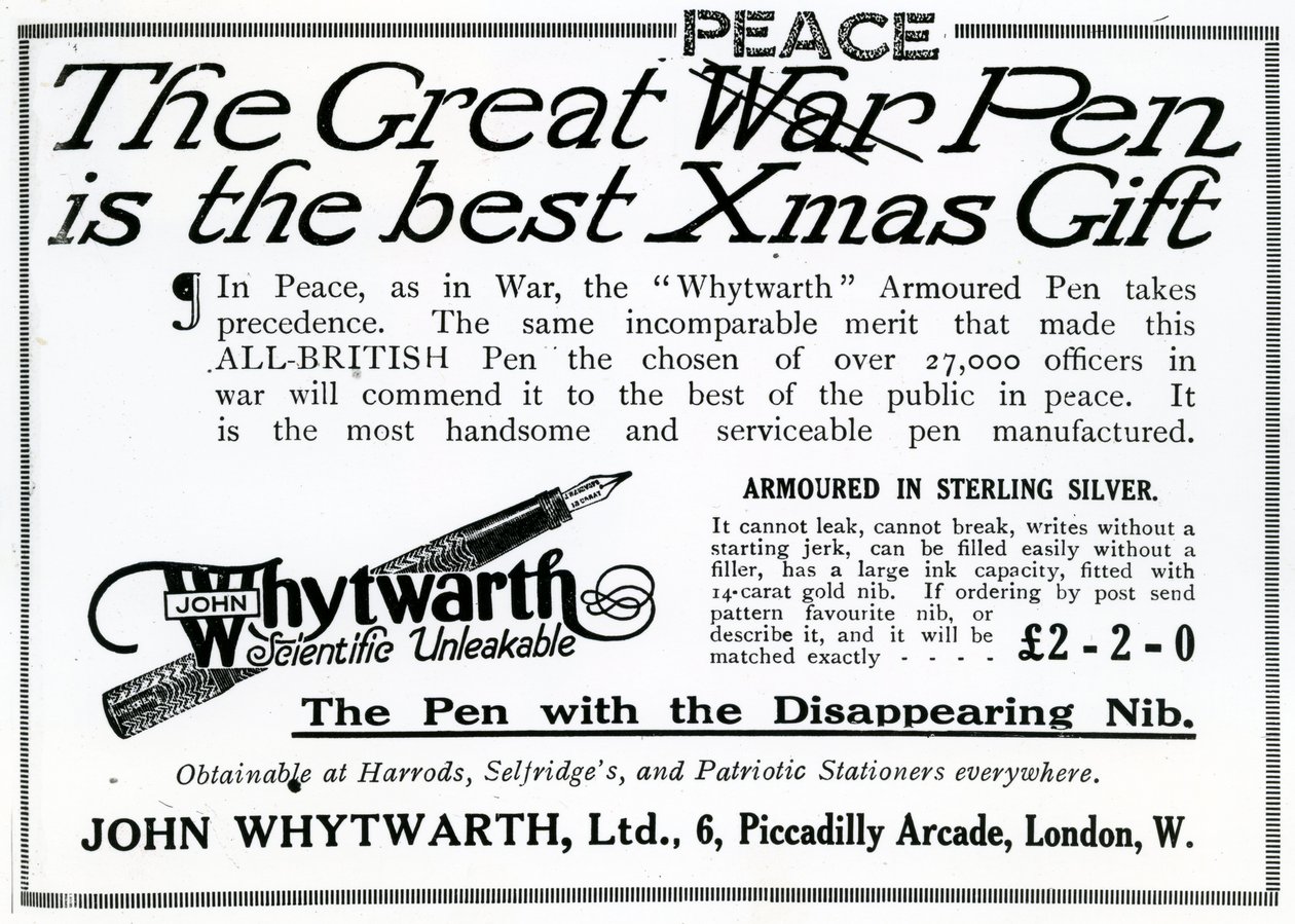 Reklama „The Great War Pen to najlepszy prezent świąteczny” autorstwa Unbekannt Unbekannt