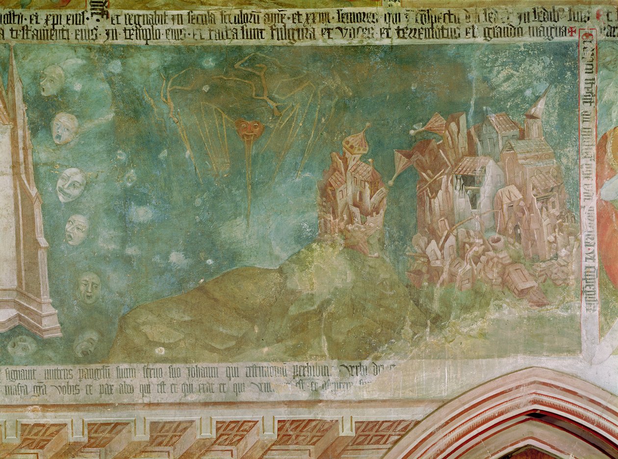 Apokalipsa i zniszczenie miasta, fragment z kaplicy Matki Bożej autorstwa Unbekannt Unbekannt