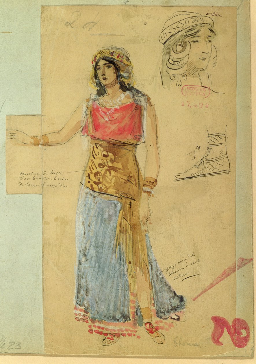 Projekt kostiumu do roli Izoldy w operze „Tristan und Izolda” Richarda Wagnera (1813-83) autorstwa Unbekannt Unbekannt