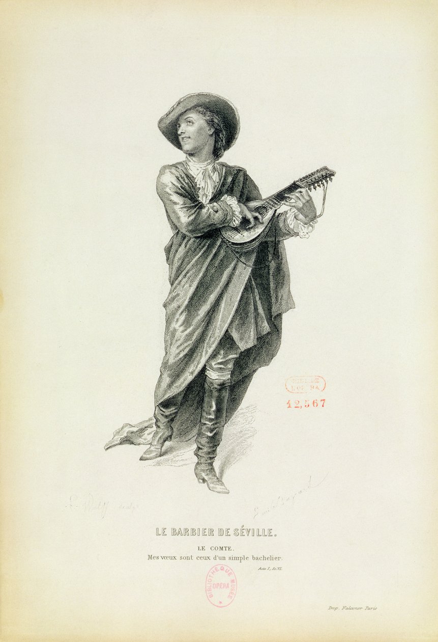 Grafas Almaviva iš operos „Sevilijos kirpėjas“, Gioachino Rossini (1792-1868) poli autorstwa Unbekannt Unbekannt
