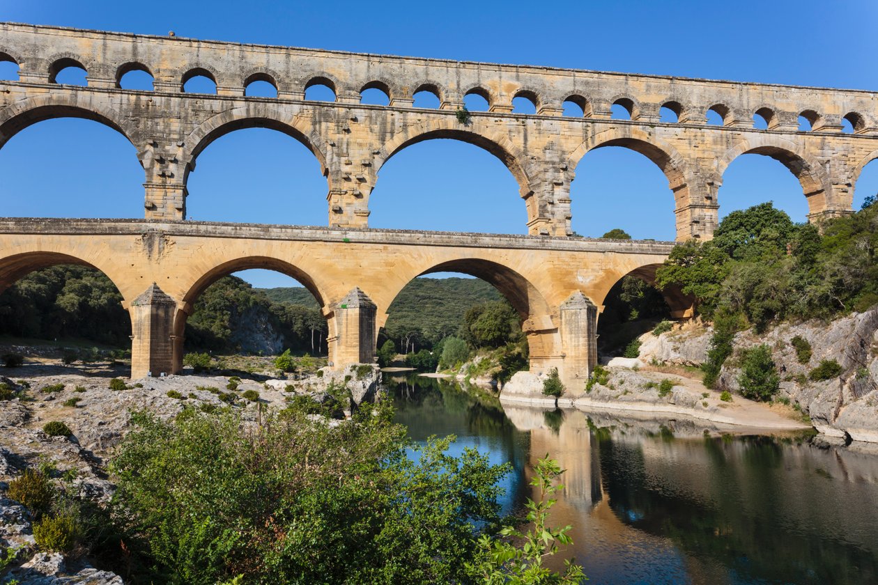 Pont du Gard, rzymski akwedukt, Francja. autorstwa Unbekannt Unbekannt
