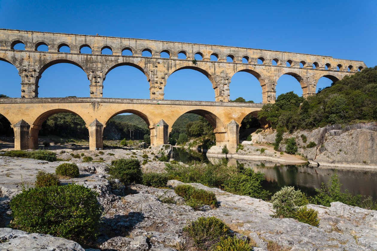 Pont du Gard, rzymski akwedukt, Francja. autorstwa Unbekannt Unbekannt