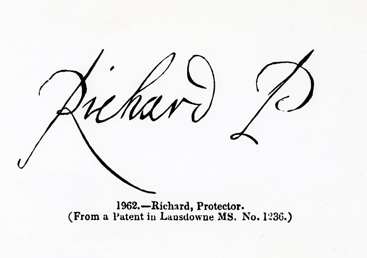 Reprodukcja podpisu Richarda Cromwella (1626-1712) Lord Protector autorstwa Unbekannt Unbekannt