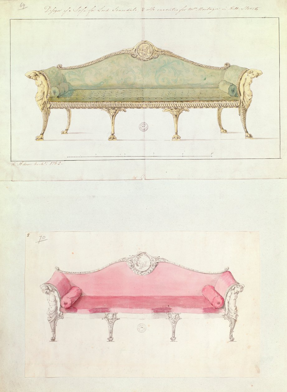 Sofa zaprojektowana przez Roberta Adama, 1770 r. autorstwa Unbekannt Unbekannt