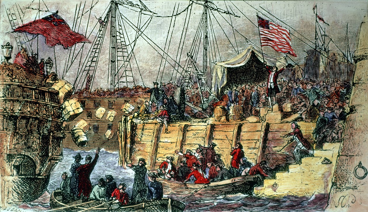 Boston Tea Party, 16 grudnia 1773 autorstwa Unbekannt Unbekannt