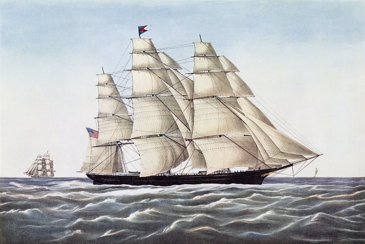 The Clipper Ship Flying Cloud, opublikowana przez Currier und Ives, 1852 autorstwa Unbekannt Unbekannt