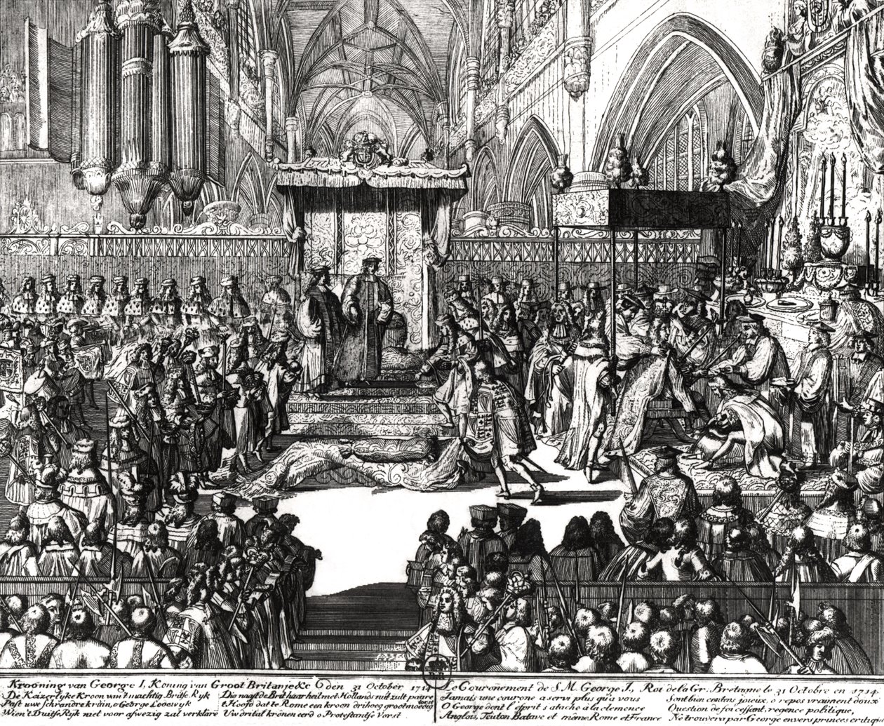 Koronacja króla Jerzego I (1660-1727) w Opactwie Westminsterskim, 31 października 1714 r. autorstwa Unbekannt Unbekannt