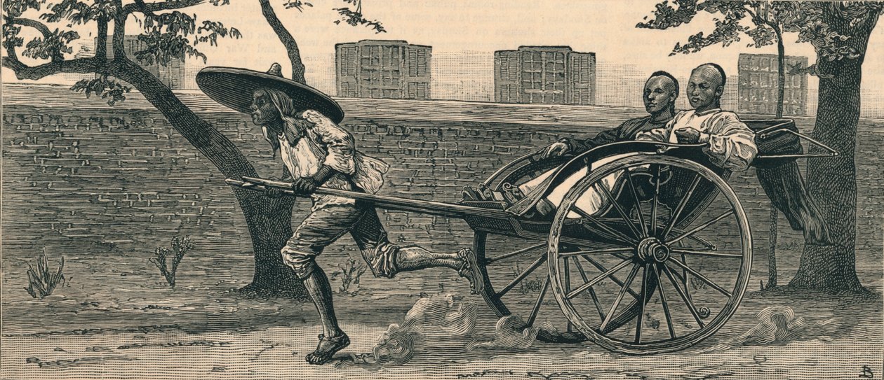 Jinriksha, czyli chiński wózek ręczny, ok. 1883 r. autorstwa Unbekannt