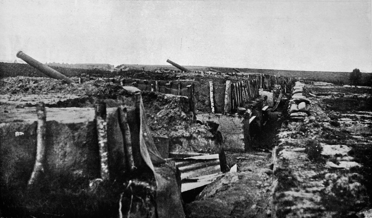 Opuszczone brytyjskie okopy i działa w Maubeuge, 1914 autorstwa Unbekannt