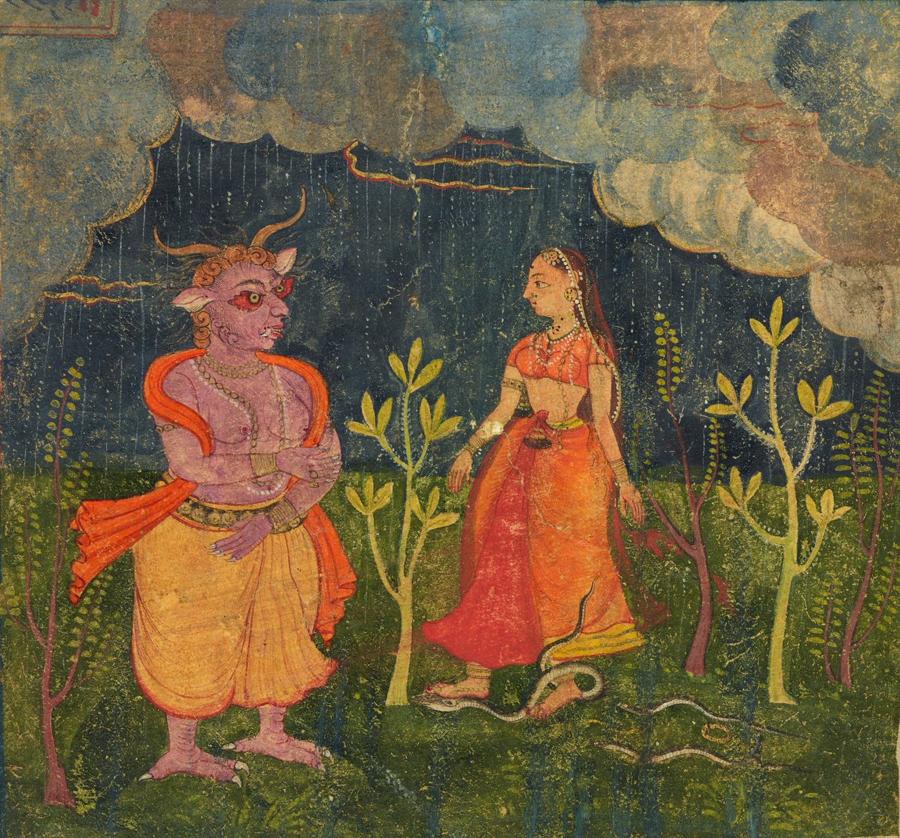 Abhisarika Nayika, Folio z Rasikpriya, ca. 1615-1625. autorstwa Unbekannt