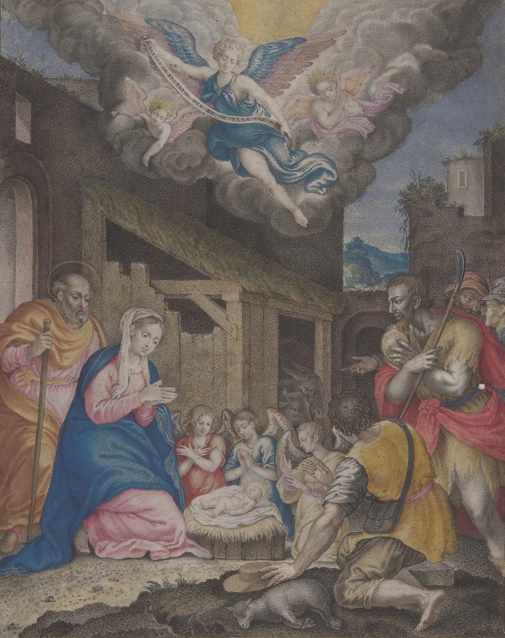 Adoracja pasterzy 1575-1600. autorstwa Unbekannt